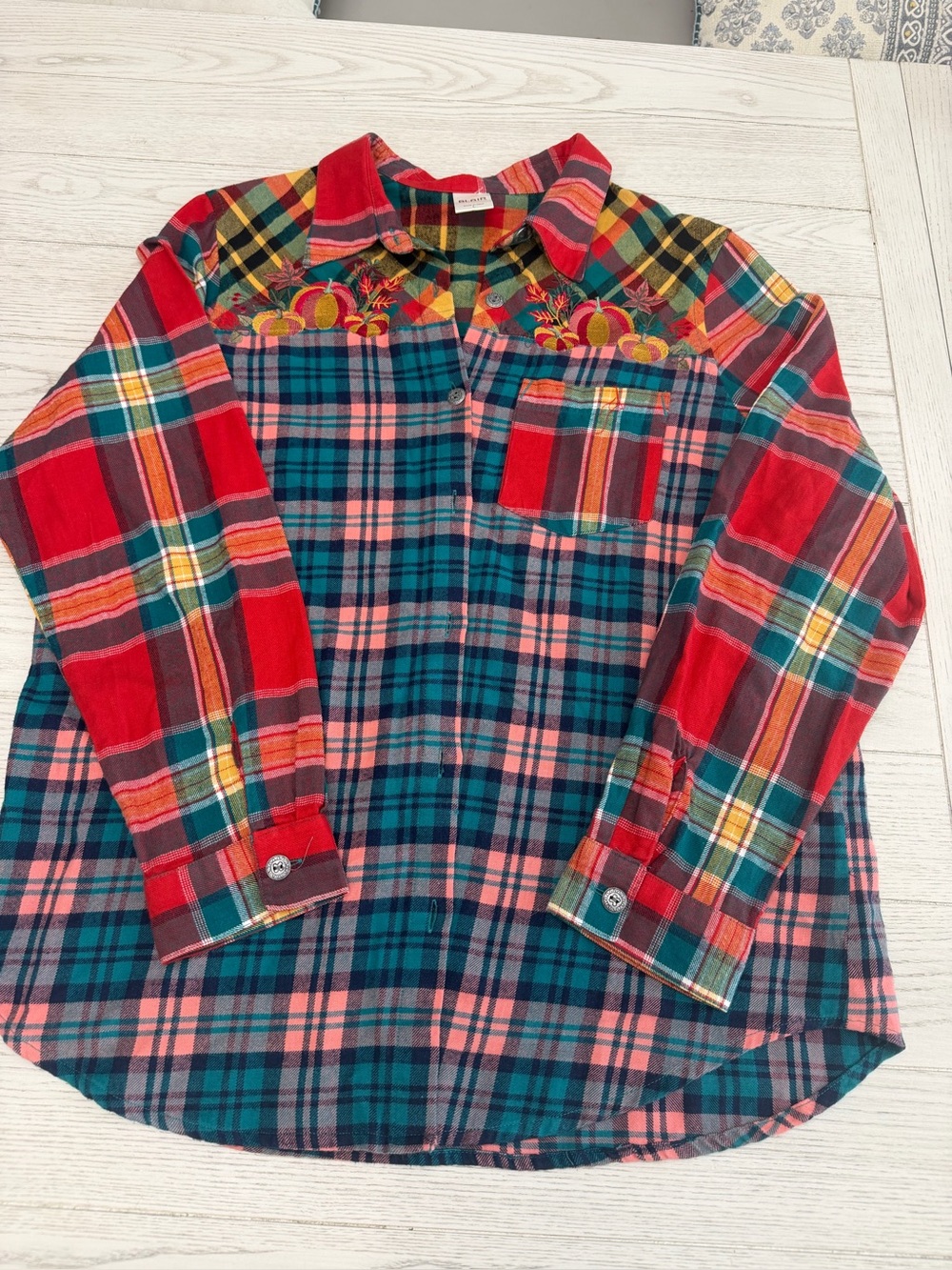 Blair Multicolor Plaid Button-Down Shirt with Embroidered Yoke